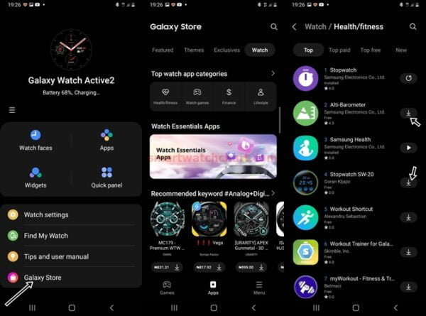 adding apps to galaxy watch