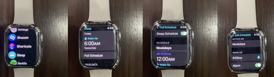 how to setup sleep schedule on Apple Watch